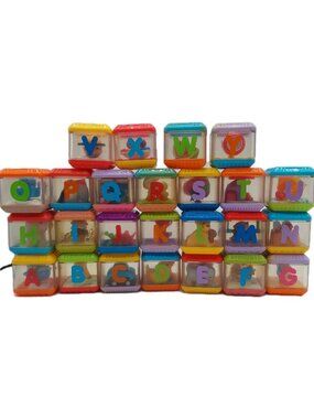 Fisher Price Peek-a-Boo Blocks Alphabet Letters A-Z Incomplete Set No "Z" READ
